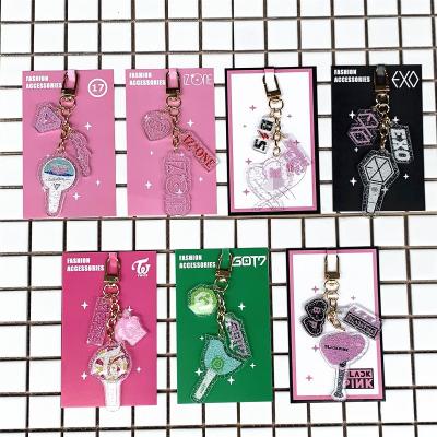 China Wholesale Kpop Bangtan Twice EXO Got7 17 IZONE Blackpink Plastic Boys Twinkle Plastic Acrylic Key Chain for sale