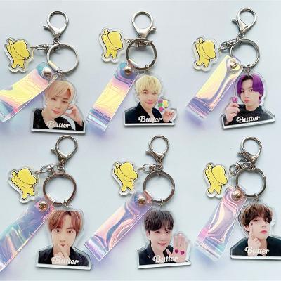 China Wholesale Plastic Kpop Bangtan Boys Butter Plastic Acrylic Key Chain for sale