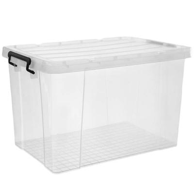 China 185L Clear Space Plastic Storage Bin Viable Tote Organizing Container With Durable Lid And Stackable Safe Locking Buckles for sale