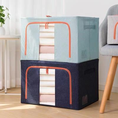 China Sustainable Foldable Storage Bags Blanket 100L Clothes Organization Reinforced Handle Storage Containers For Bedding Quilts Clear Window for sale