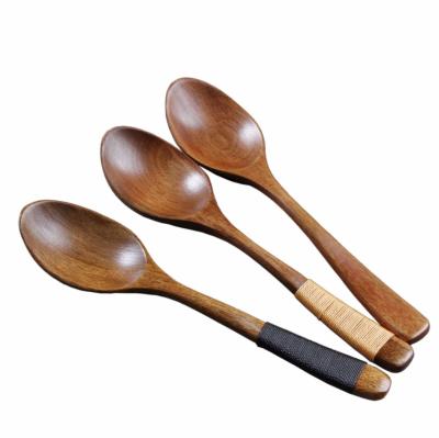 China Sustainable Log Wooden Soup Spoon Rice Serving Spoon Wooden Spoon Logo Wholesale Spot Custom Made for sale