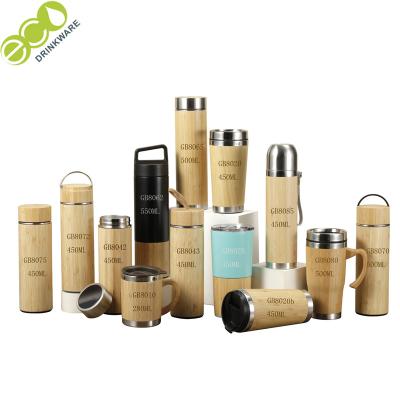 China Business GB8060 500ML/17OZ Stainless Steel Natural Bamboo Water Bottle Vacuum Insulated Bamboo Infuser Thermos Wholesale for sale