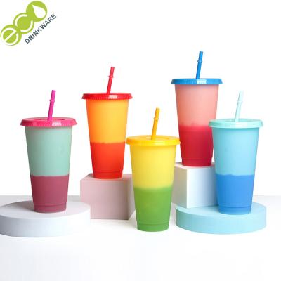 China New Design Viable Plastic Reusable Promotional Travel Mugs Coffee Hot And Cold Water Cup EA001 With Temperature Magic Color Change for sale