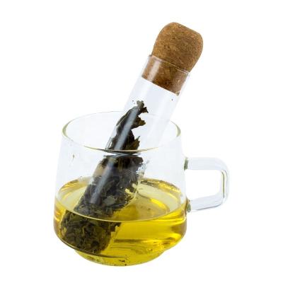 China WITH LID Tea Strainer Accessories Test Tube Tea Strainer Glass Tube Tea Infuser with Cork Lid for sale