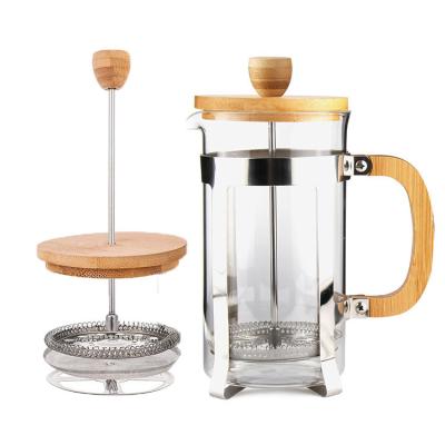 China Sustainable Hot Sales Bamboo French Press Glass Hot Iced Coffee Maker for sale