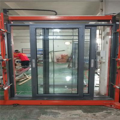 China Aluminum Alloy Window Curtain Windproof Waterproof And Wind Resistant Double Glass Sliding Door for sale