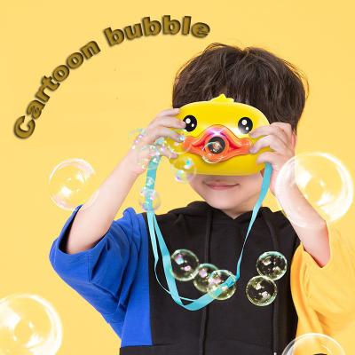 China 2021 Factory New Bubble Duck Machine Bubble Blowing Machine Yellow Eco-friendly Bubble Material Wholesale Automatic Camera Children's Toys for sale