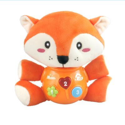 China Soothe Cute Sleep Christmas Gifts Plush Fox Music Soft Luminous Stuffed Baby Toys Newborn Baby Musical Plush Toys for sale