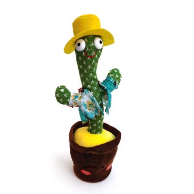 China Handsome & Dancing Singing Music Cozy Cactus Stuffed Flowerpot Twisting Dancing Doll Talking Recording Lighting Plush Toy for sale