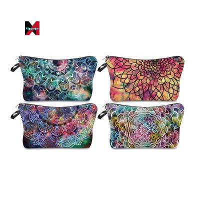 China High Quality Mandala Flowers Makeup Bag Henna Cosmetic Bags Daily Toiletry Bag Canvas Zipper Makeup Pouch Storage for sale