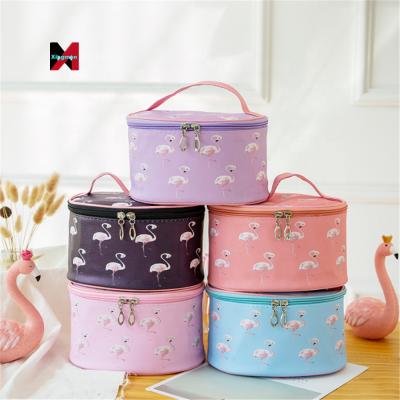 China High Quality Flamingo Cosmetic Case Makeup Bag PU Makeup Box Travel Storage Leather Handbag for sale