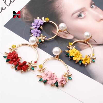 China CLASSIC Korean version of the flower earrings pearl earrings soft soft ceramic ear jewelry female for sale