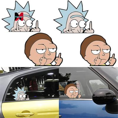 China Two-Dimensional Rick Morty Bumper Rear Cover Cartoon Sticker Anime Scratch Car Tail Stickers Glass Laptop for sale