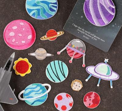 China Standard Embroidery Cloth Planet Patch Sticker 3D Computer Embroidery Astronaut Sticker Ironing Patches Rocket Decoration Cartoon for sale