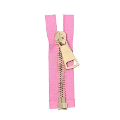 China 15# Metal Zipper Large Metal Zipper Open End High Quality Viable Pink Metal Zipper for sale