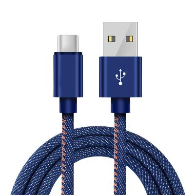 China Mobile Phone Types OEM 5V 2.1A Jean Fabric Usb Cable Data Fast Charging Micro Usb Cable Custom Logo for sale