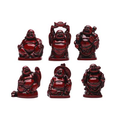 China Collectible Gifts China Feng Shui Decoration Figurines 6 Pieces Set Resin Laughing Buddha Statue for sale