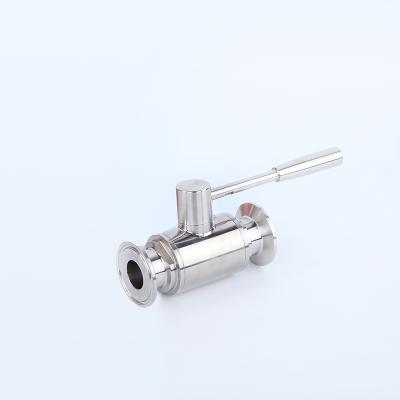 China Dairy 304 Stainless Steel Pharmacy Sanitary Manual Straight Flange Ball Valve for sale