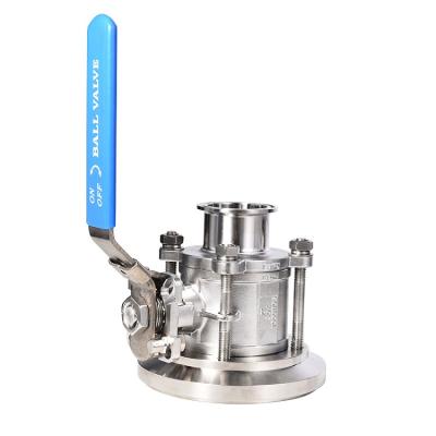 China DN40 Dairy Stainless Steel 3 Piece 316L Sanitary Tank Bottom Ball Valve for sale