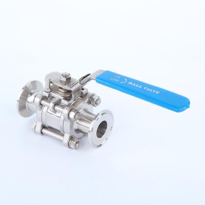 China Dairy Sanitary Stainless Steel 304 Hygienic Flange 3 Piece Non-retention Ball Valve for sale