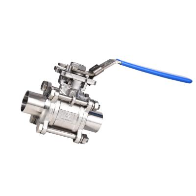 China Dairy Saniatary Brewing Welding 316L Stainless Steel 3 Piece Ball Valve for sale