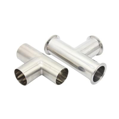 China SS304 Sanitary 316L Dairy Stainless Steel Pipe Fittings Clamped Tee Way for sale