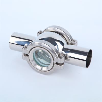 China AISI 316L / 304 Flange Peep Sight Glass Stainless Steel Sanitary Lighting Sight Glasses for sale