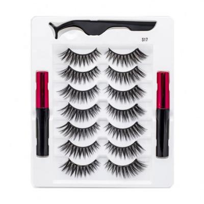 China Free Sample Wholesale Natural Magnetic Long Eyelashes Best Magnetic False Eye Lash Private Label Lashes With Coating for sale