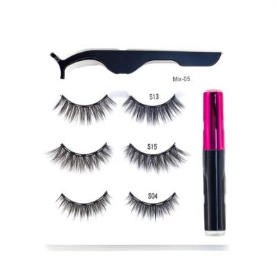 China Mink False Eyelash Set Private Long Natural Magnetic Label Mink Magnetic Eyelashes With Eyeliner Set Custom Magnetic Liner Lashes for sale