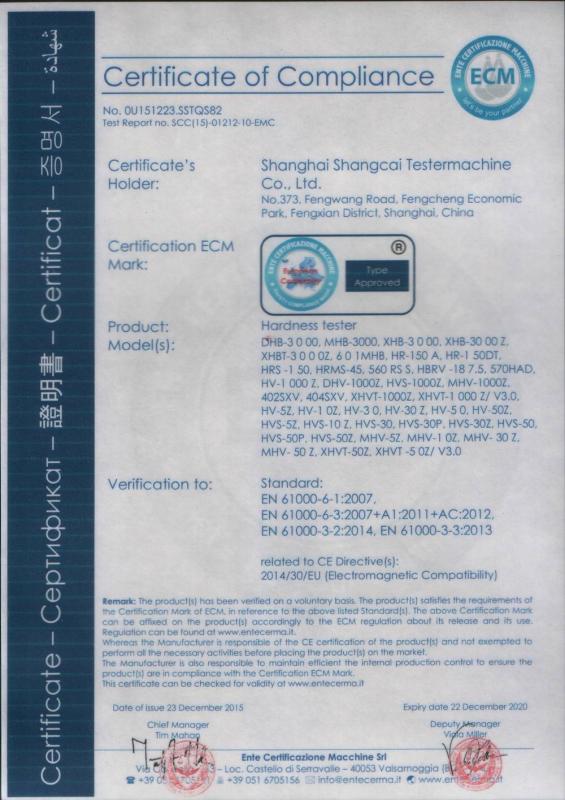 CE - Shanghai Shangcai Testermachine Co. Ltd.