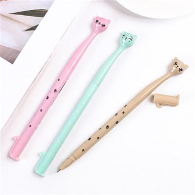 China Best Selling Normal Novelty Stationery Kawaii Gel Pen Cute Cartoon Cat Head Gel Ink Plastic Pen for sale