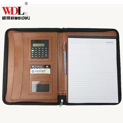 China Durable A4 Office Document Custom Logo Folder With Calculator , Leather Card Holder PU For Business for sale