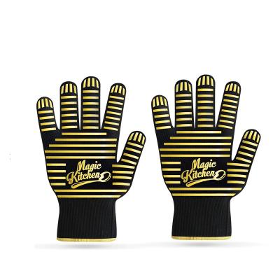 China Food Grade Grill Flame Retardant BBQ Heat Resistant Gloves Baking Cooking Oven Bbq Gloves With Fingers for sale