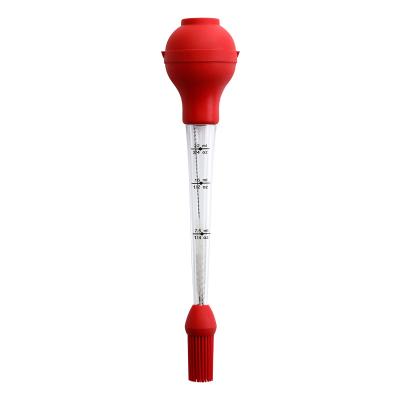 China Easily Cleaned Glass Meat Arinade Injector Silicone Turkey Flavor Baster with BBQ Brush and Cleaner for sale