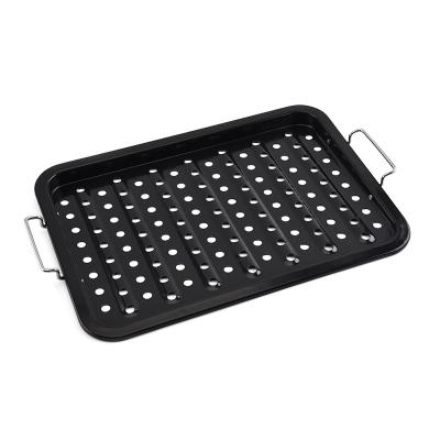 China Meat Black Potato Steak Enamel Barbecue Storage Basket Easily Cleaned Vegetable Grill for sale