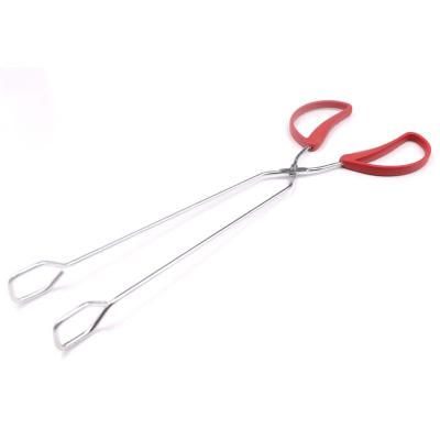 China Easily Cleaned Multiple Purposes Stainless Steel Grill Scissor Clip Charcoal BBQ Tongs Long With PP Handle for sale