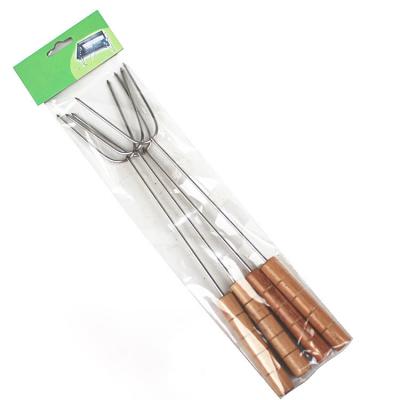 China Easily Cleaned Portable Camping Tools Stainless Steel Craft BBQ Spits Fork Barbecue Fork for sale