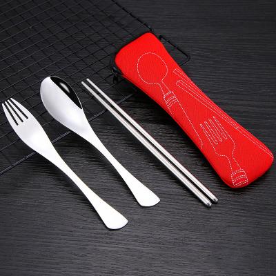 China Viable Outdoor Travel Camping Cutlery Cutlery Fork Spoon Chopsticks Kitchen Cookware Utensils Set With Storage Bag for sale