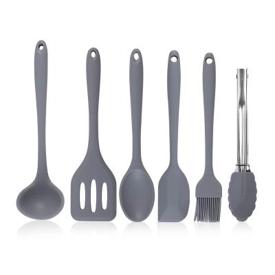 China Unique 6 Pieces Viable Kitchen Accessories Food Tongs Spatula Cookware Tools Cooking Silicone Kitchen Utensil Set for sale