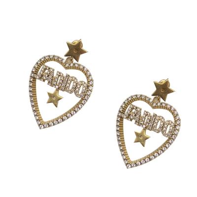 China Other 18k Gold Plated Heart Earrings Women's Trend Ear Hoops Classic Diamond Ear Clips Korean Korean for sale