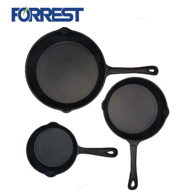 China 3 Piece Set Preseasoned Cast Iron Cookware Sustainable Cast Iron Skillet for sale