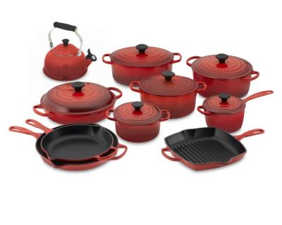 China Sustainable Cast Iron Cookware Set Liner 10pcs Box Packing Color Enameled Cooking Enamel Cookware for sale