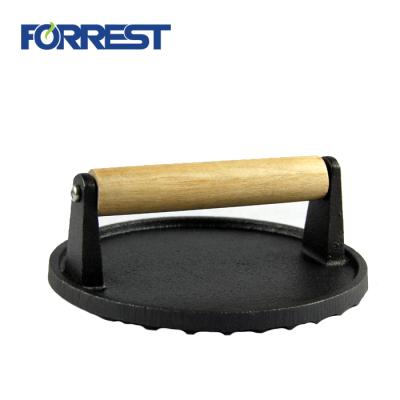 China Viable Round Cokware Cast Iron Grill Press Vegetable Oil Meat And Poultry Tools for sale