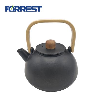 China Factory Price Metal Teapot Viable Cast Iron Chinese Enamel Coated Kettle With Bamboo Handle for sale