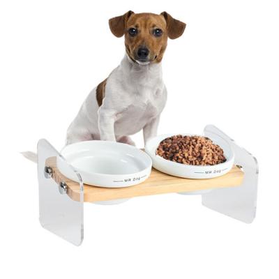 China Sustainable Hot Selling Amazon Double Dog Drinking Bowl Raised Food Feeding Elevated Ceramic Dog Bowls For Puppy for sale