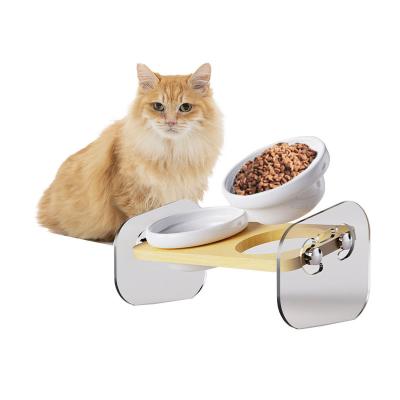 China Low MOQ Sustainable Cat Food Acrylic Stand Raised Dog And Water Bowls Raised Pet Bowls for sale