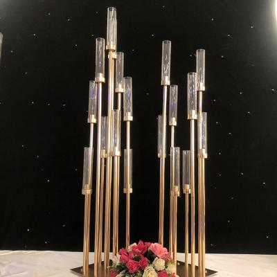 China Weddings Wholesale 8 Arm Gold Acrylic Candelabras Weddings Table Centerpieces Decoration for sale