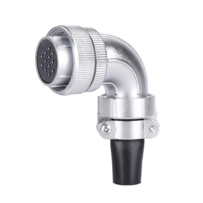 China WS28KTS Automotive 2 Female 90 Degree Curved Aerial Plug 3 4 5 7 8 9 10 12 16 17 20 24 26 Core Waterproof Crimp Connectors for sale