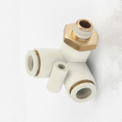 China Building Material Shops Pneumatic Fast External Thread Straight Tee Branch Pneumatic Common Pneumatic Accessories for sale