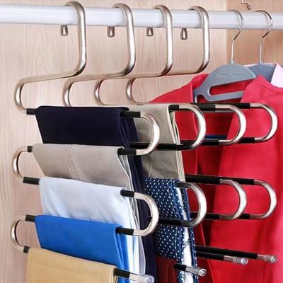 China Coats Hanging 5 Layers Multi-functional Clothes Hangers Non-slip Pant Storage Rack Cloth Rack with Multiple Functions for Hanging and Storage for sale